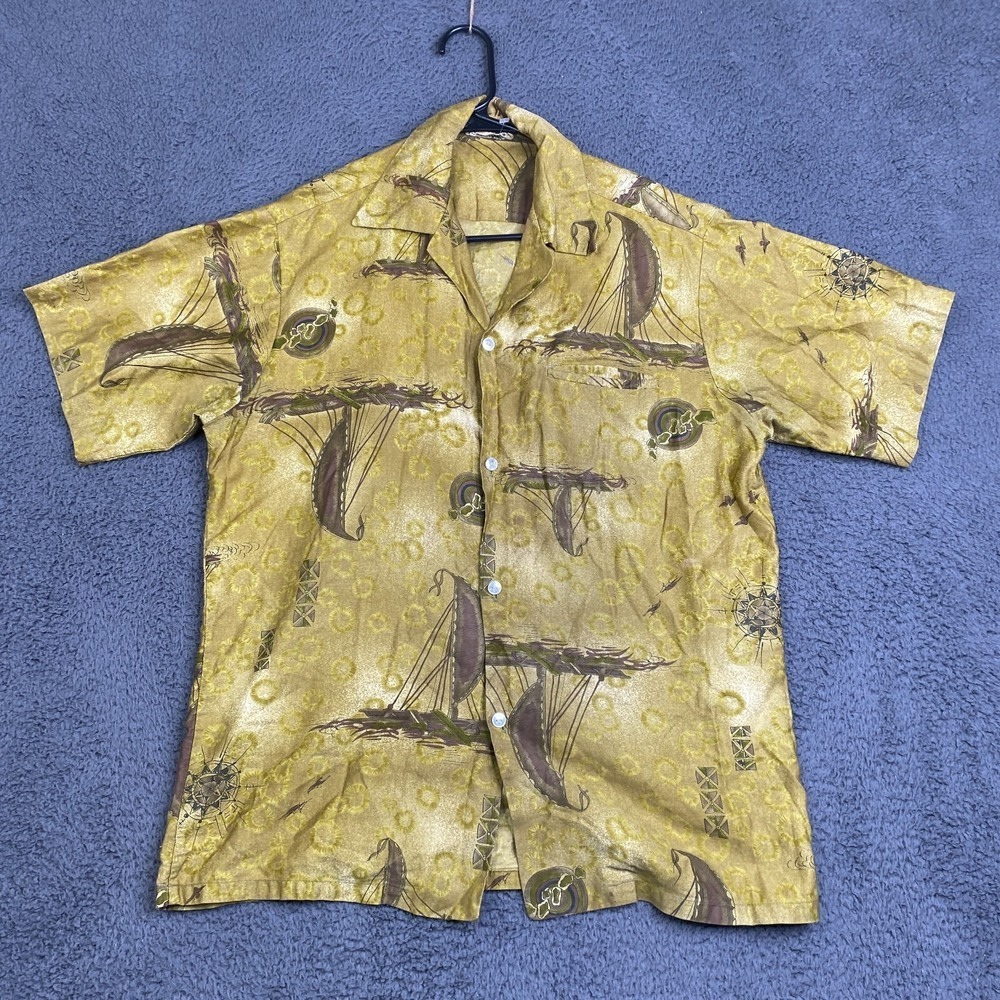 Vintage Liberty House Hawaii Hawaiian Aloha Shirt Boat Print Japanese VTG SEE